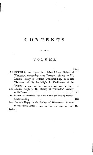 The Works of John Locke, vol. 3 (Letters to Bishop of Worcester ...