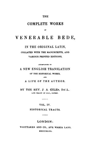 The Complete Works Of Venerable Bede Vol 4 Historical Tracts