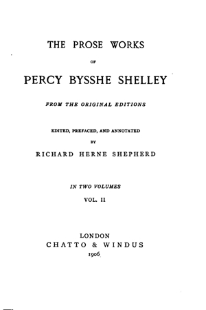 The Prose Works Of Percy Bysshe Shelley Vol 2 Online