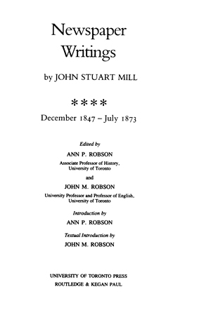 The Collected Works Of John Stuart Mill Volume Xxv