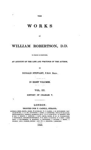 The Works Of William Robertson Vol 3 A View Of The