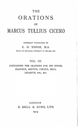 The Orations Of Marcus Tullius Cicero Vol 3 Online Library Of Liberty